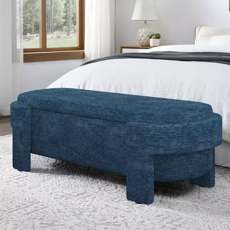 Panca Contenitore Rivestita in Lino con Ampio Vano Nascosto, Comoda Seduta Imbottita in Schiuma per Camera da Letto, Soggiorno