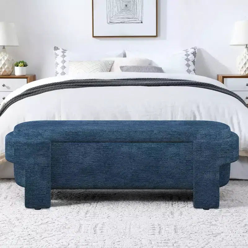 Panca Contenitore Rivestita in Lino con Ampio Vano Nascosto, Comoda Seduta Imbottita in Schiuma per Camera da Letto, Soggiorno