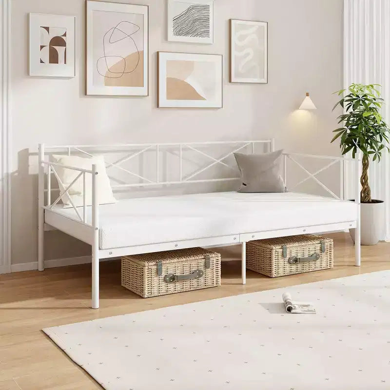 Divano letto in metallo singolo, piattaforma moderna, supporto a doghe in metallo resistente