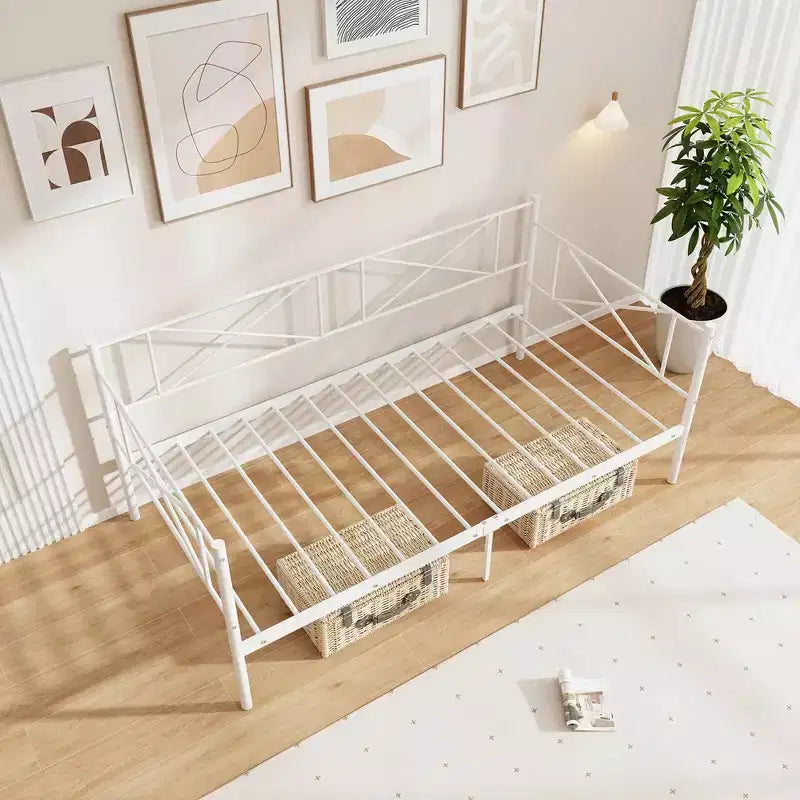 Divano letto in metallo singolo, piattaforma moderna, supporto a doghe in metallo resistente