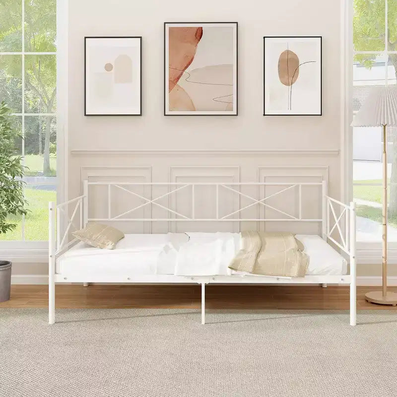 Divano letto in metallo singolo, piattaforma moderna, supporto a doghe in metallo resistente