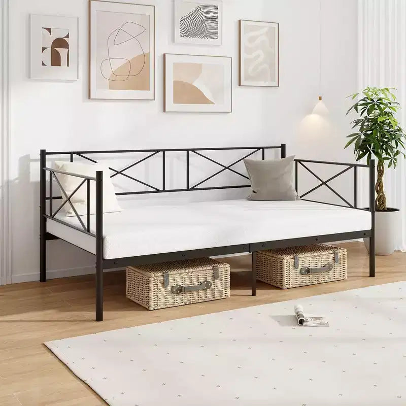 Divano letto in metallo singolo, piattaforma moderna, supporto a doghe in metallo resistente