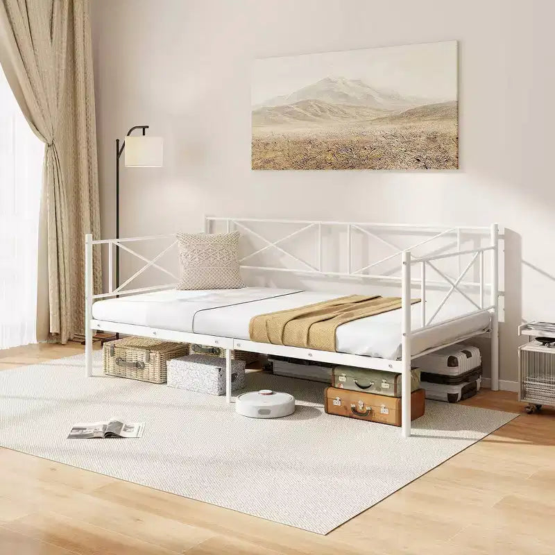 Divano letto in metallo singolo, piattaforma moderna, supporto a doghe in metallo resistente