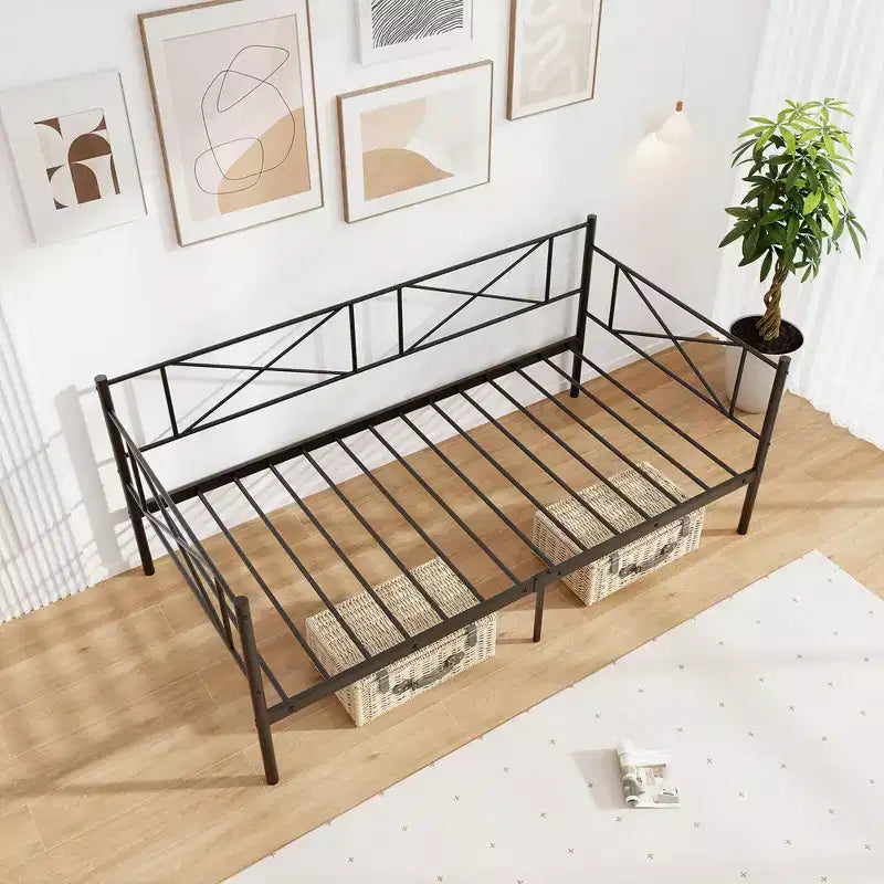 Divano letto in metallo singolo, piattaforma moderna, supporto a doghe in metallo resistente