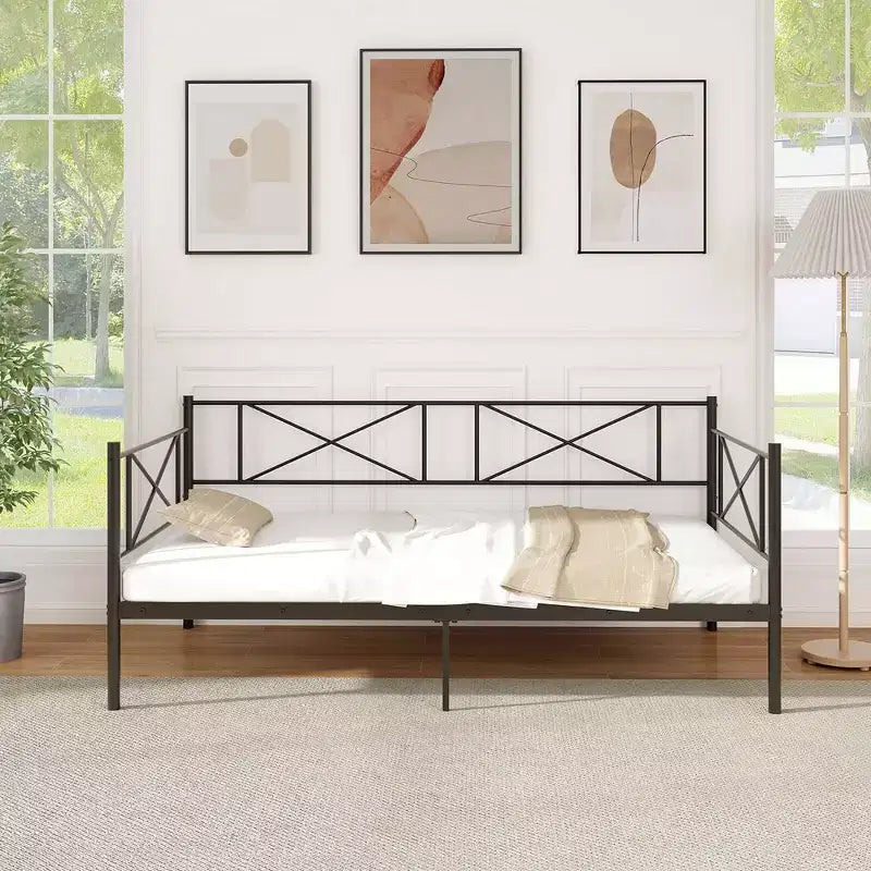 Divano letto in metallo singolo, piattaforma moderna, supporto a doghe in metallo resistente