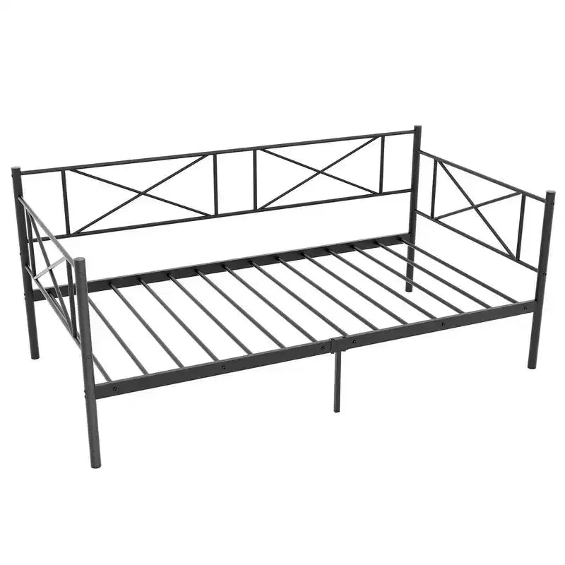 Costway Twin Size Metal Daybed Modern Platform Bed w/ Heavy-duty Metal Slat Support