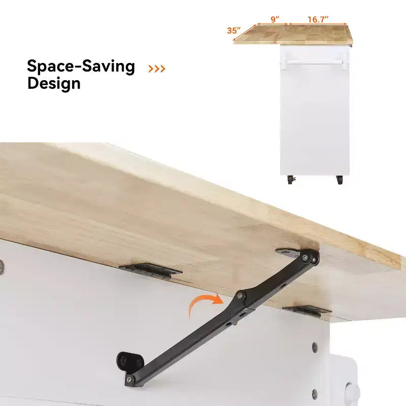Isola da Cucina con Ruote e Ripiani, Carrello da Cucina con Ruote e Scaffale Regolabile, Carrello da Cucina con Piano in Legno e Scaffalatura