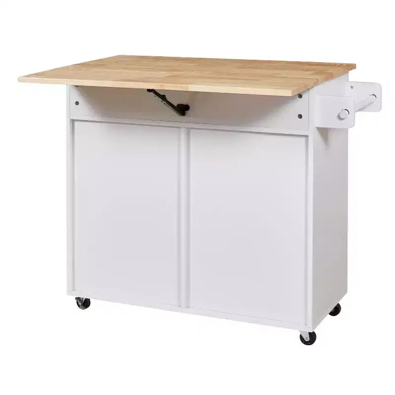 Isola da Cucina con Ruote e Ripiani, Carrello da Cucina con Ruote e Scaffale Regolabile, Carrello da Cucina con Piano in Legno e Scaffalatura