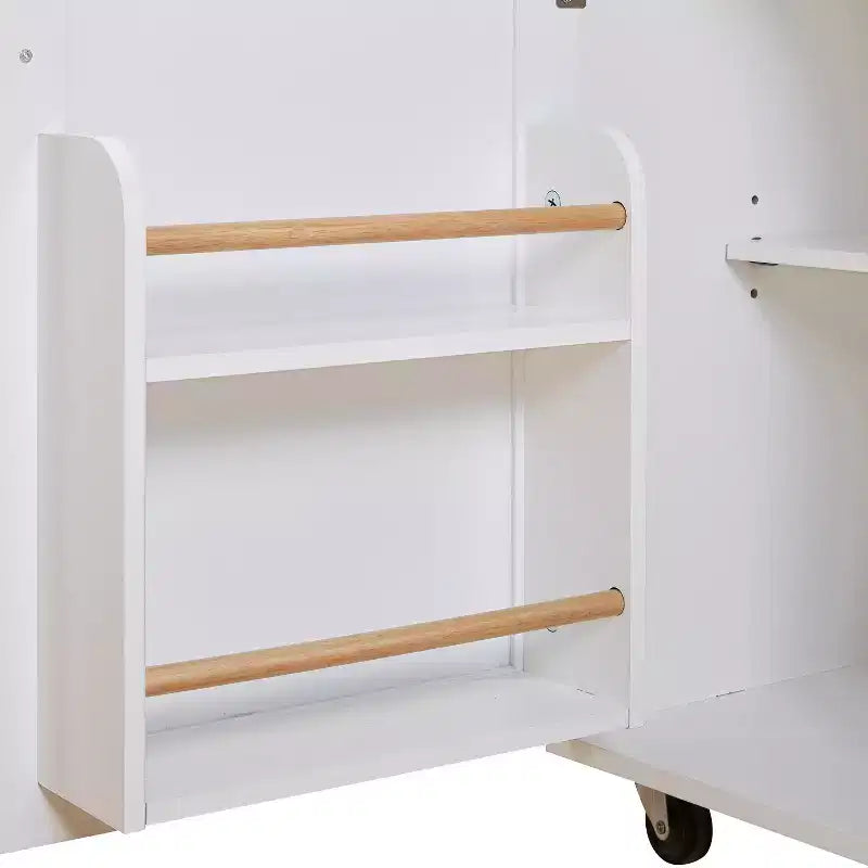 Isola da Cucina con Ruote e Ripiani, Carrello da Cucina con Ruote e Scaffale Regolabile, Carrello da Cucina con Piano in Legno e Scaffalatura