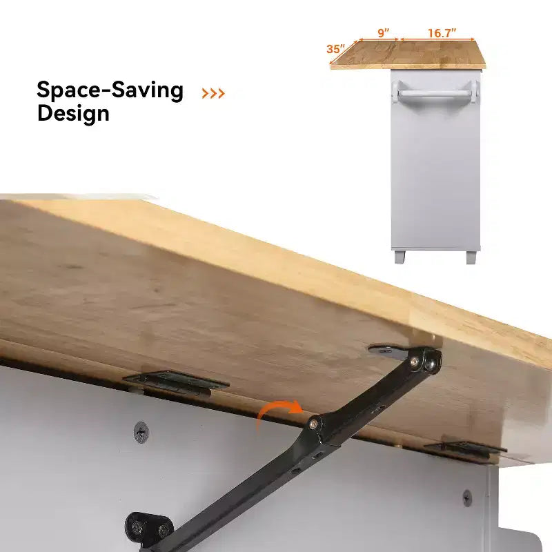 Isola da Cucina con Ruote e Ripiani, Carrello da Cucina con Ruote e Scaffale Regolabile, Carrello da Cucina con Piano in Legno e Scaffalatura