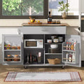 Rolling Kitchen Island with Storage, Kitchen Island on Wheels with Adjustable Shelf Tower Rack, Kitchen Cart with Wood Top and Storage Rack