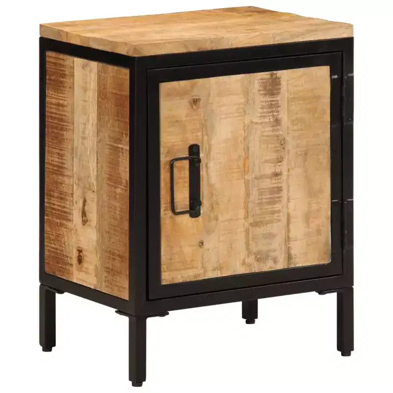 Comodino 40x30x52,5 cm Legno Massello di Mango Grezzo Naturale