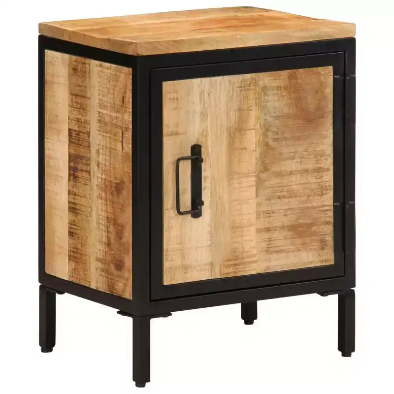 Comodino 40x30x52,5 cm Legno Massello di Mango Grezzo Naturale