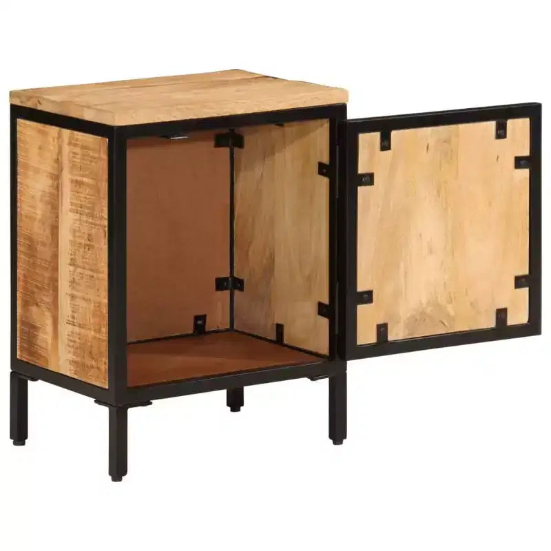 Comodino 40x30x52,5 cm Legno Massello di Mango Grezzo Naturale