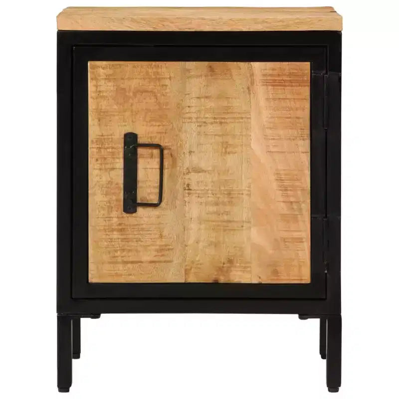 Comodino 40x30x52,5 cm Legno Massello di Mango Grezzo Naturale