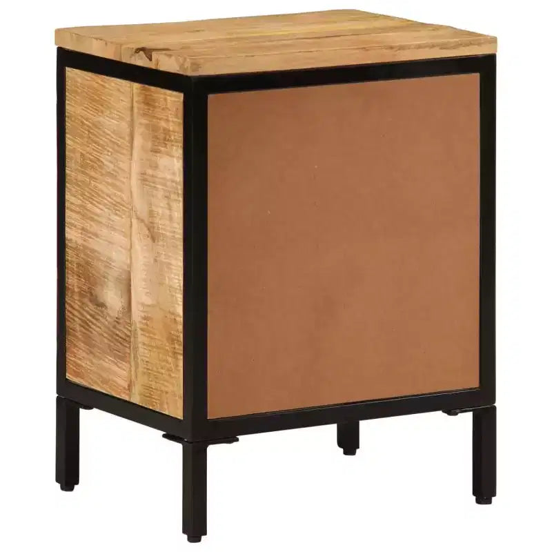 Comodino 40x30x52,5 cm Legno Massello di Mango Grezzo Naturale