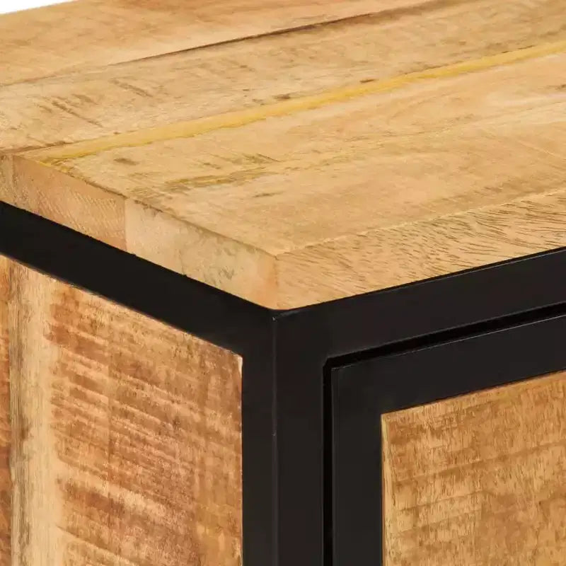 Comodino 40x30x52,5 cm Legno Massello di Mango Grezzo Naturale