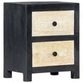 vidaXL Hand Carved Bedside Cabinet Gray 15.7x11.8x19.7 Solid Mango Wood