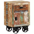 vidaXL Bedside Cabinet with Wheels 15.7x11.8x22.4 Solid Reclaimed Wood