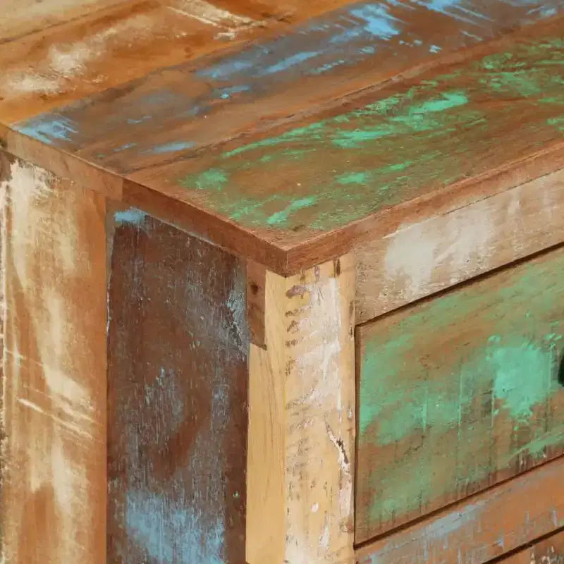 Comodino con ruote 40x30x57 cm in legno massello di recupero