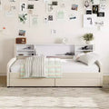 Bellemave Twin Size Daybed Frame with 2 Storage Drawers and Side Storage, Velvet Upholstery Twin Bed for Kids and toddlers